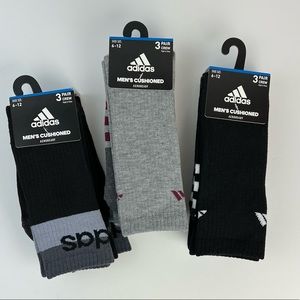 Crew Socks Adidas 9 Pair Aeroready Cushioned Men's Sz 6-12